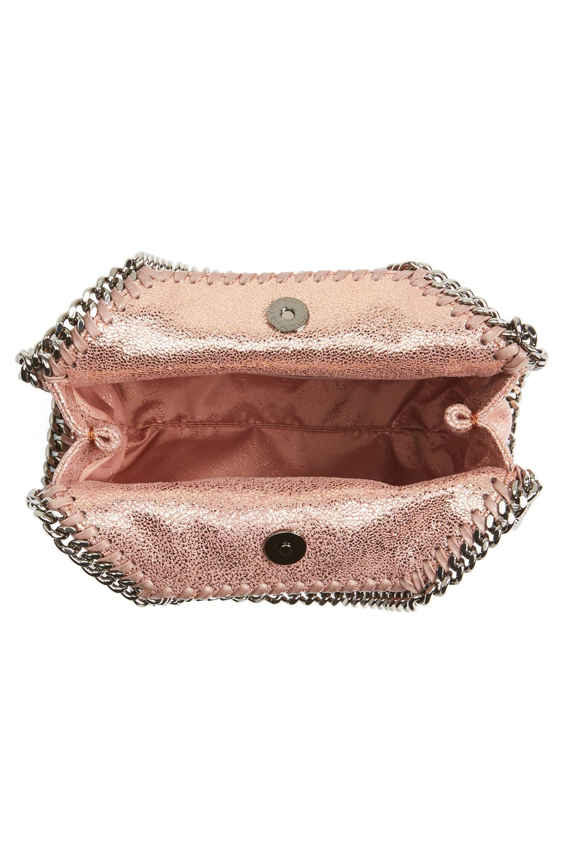 'Tiny Falabella' Metallic Faux Leather Crossbody Bag, Alternate, color, COPPER/ SILVER