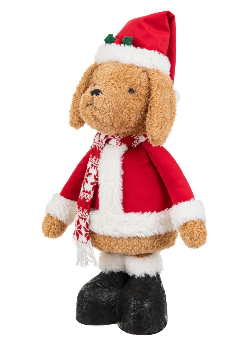 Fabric Christma Dog with Telescoped Legs Standing Decor, Alternate, color, Brown