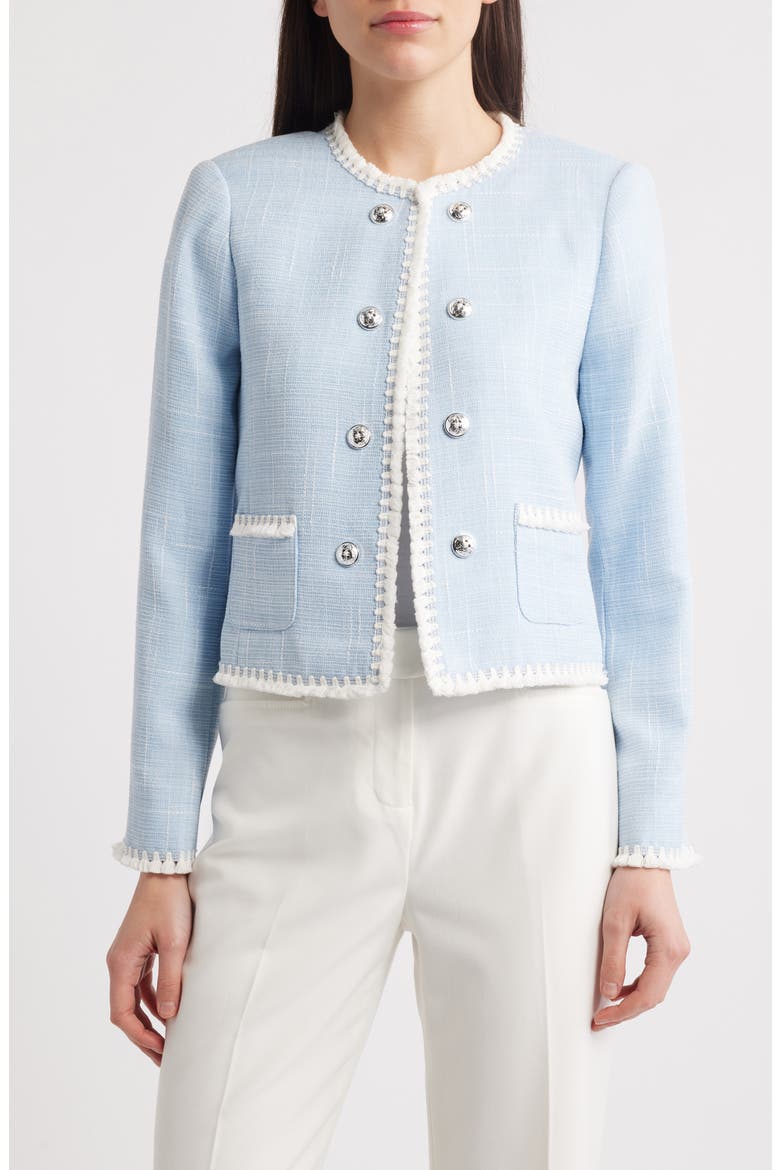Bouclé Crop Jacket, Main, color, ICE BLUE