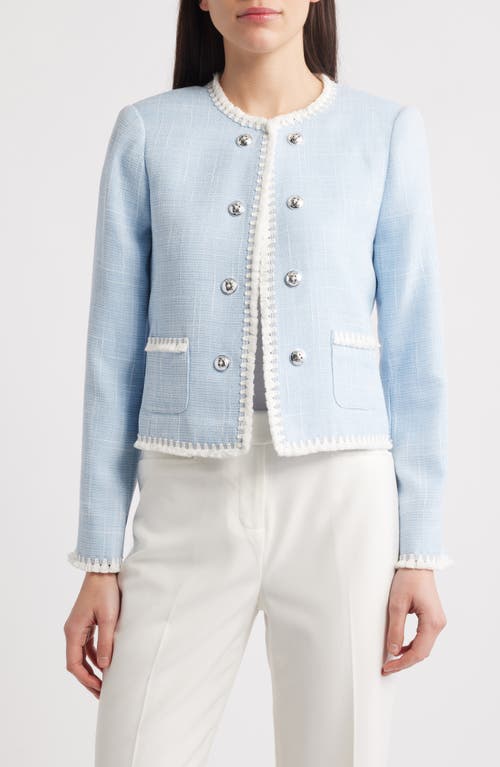 Tahari Asl Plus Tassel Trim Jacket In Blue