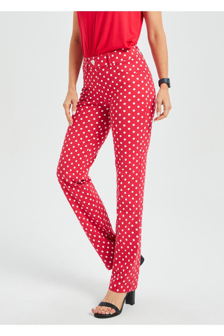 7 Pocket DPYP Dress Pant Yoga Pants Straight Leg, Main, color, Red White Dot
