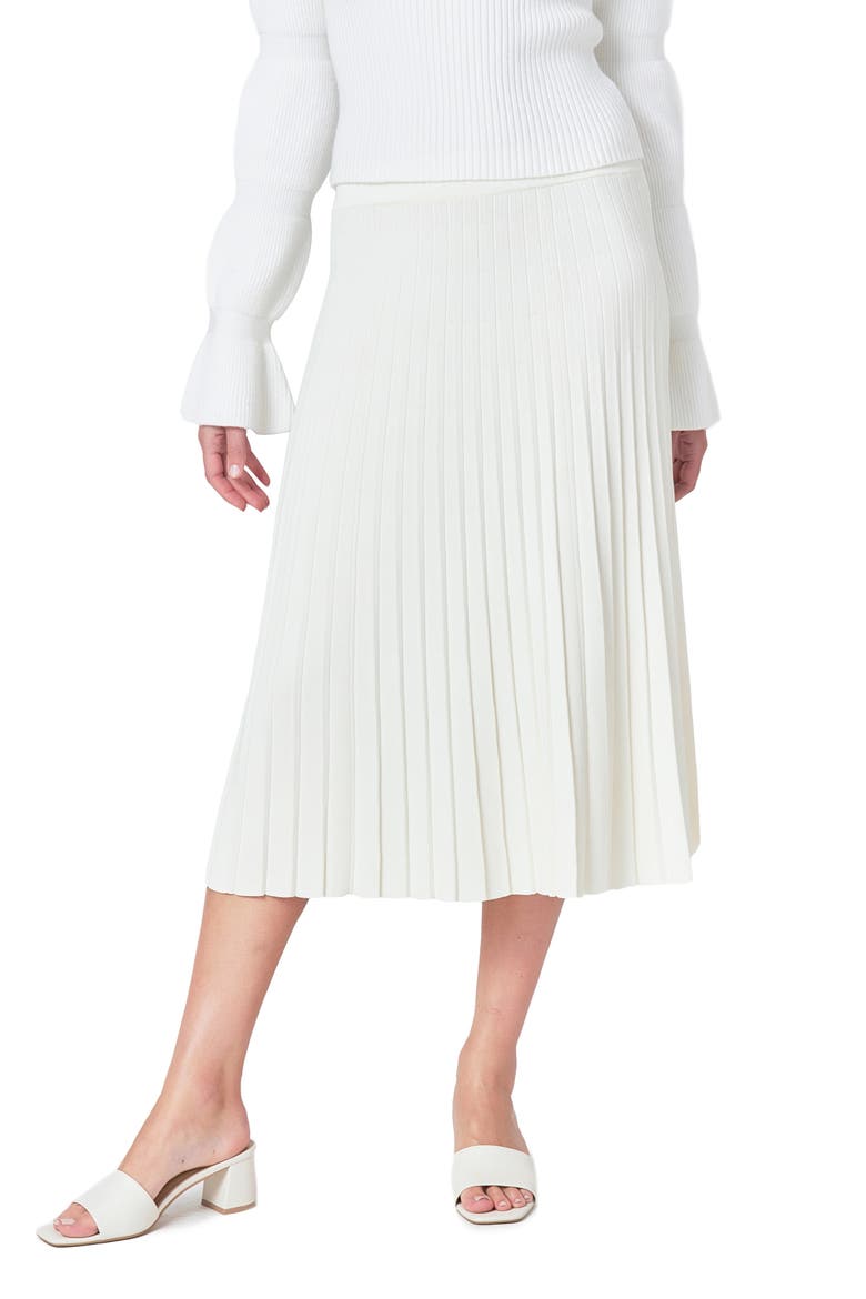 Pleated Knit Skirt, Main, color, IVORY