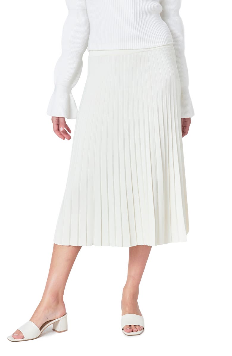 Endless Rose Pleated Knit Skirt, Main, color, Ivory