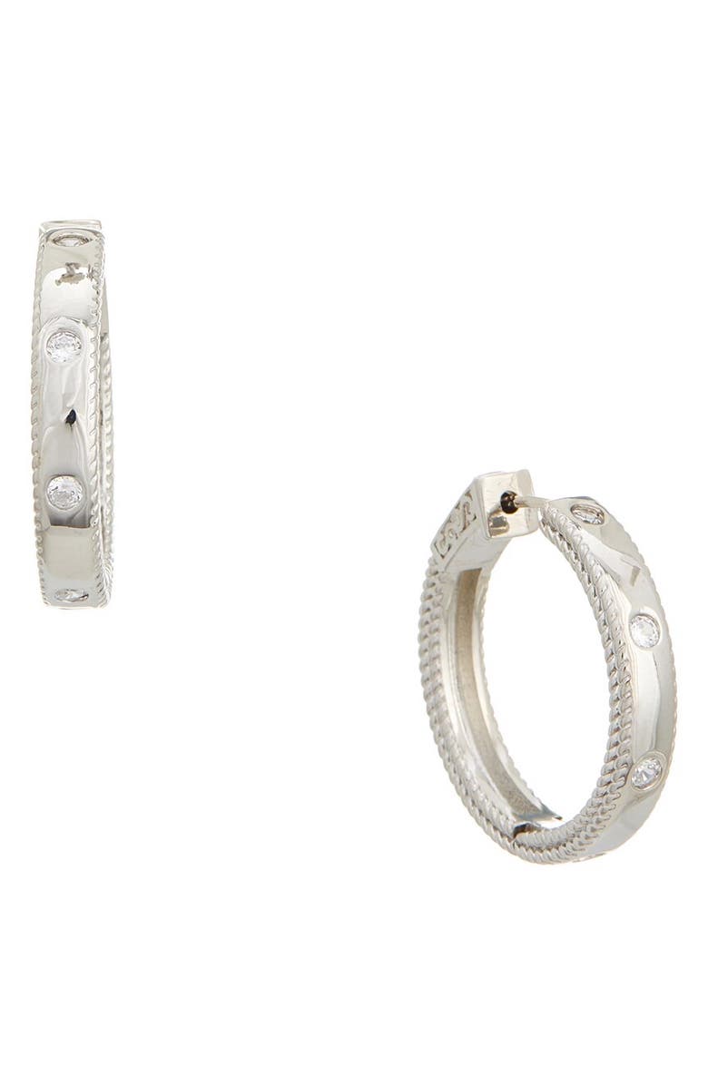 Juvell Cubic Zirconia Hoop Earrings, Main, color, White Gold