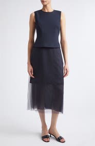 Jason Wu Collection Sleeveless Cady, Satin & Chiffon Layered Cocktail Dress