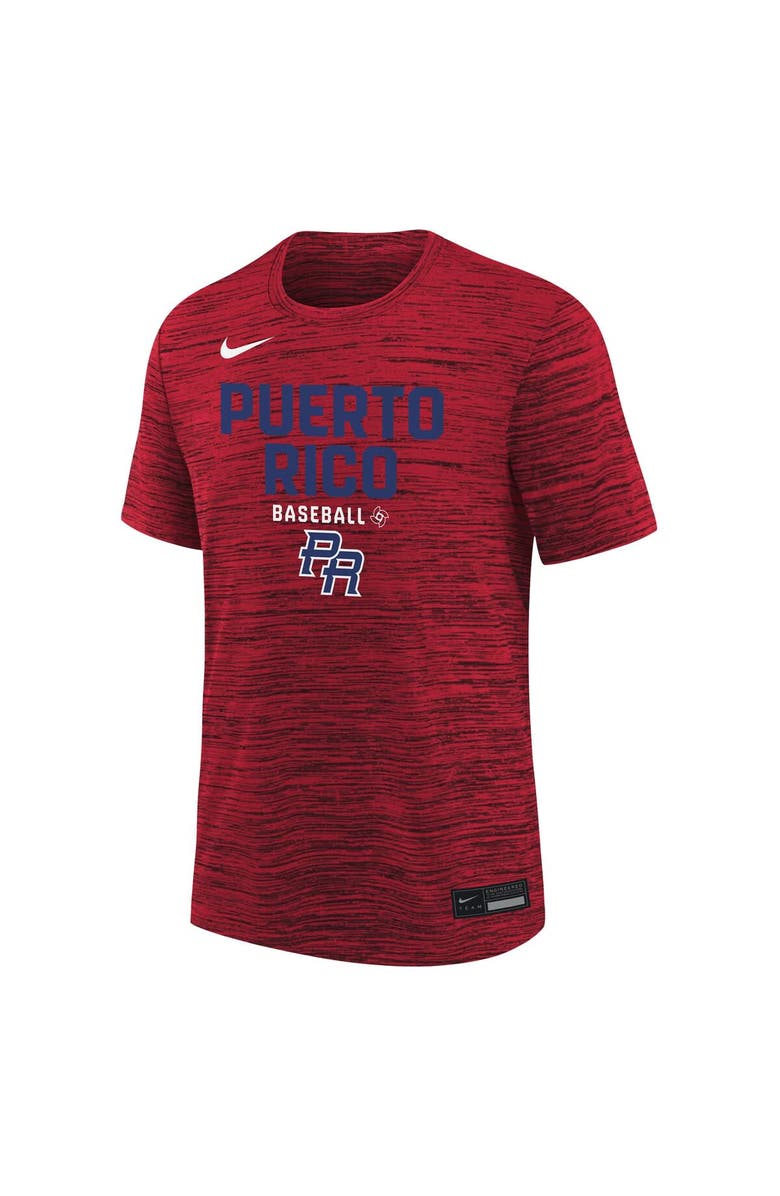 Nike Youth Nike  Red Puerto Rico Baseball 2026 World Baseball Classic Authentic Collection Velocity Dri-FIT T-Shirt, Alternate, color, Red