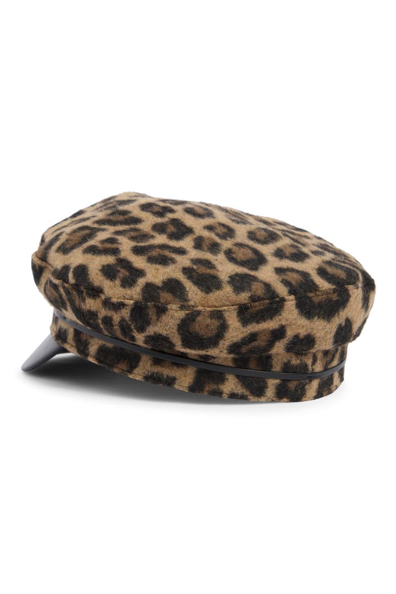Leopard Print Skipper Cap, Alternate, color, NATURAL