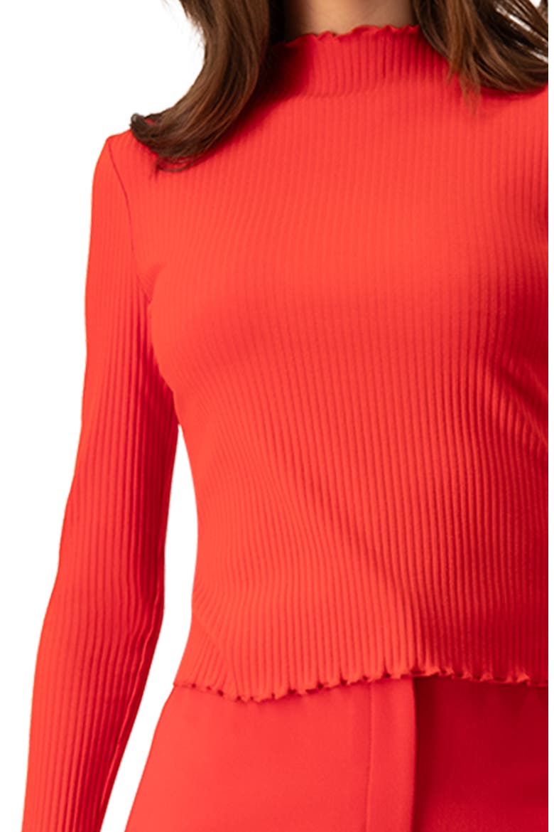 Ribbed Long-Sleeve Top with Flared Cuffs, Alternate, color, Red