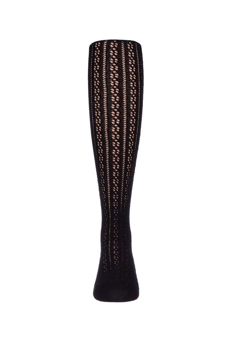 Pelerine Stitch Cotton Blend Tights, Alternate, color, Black