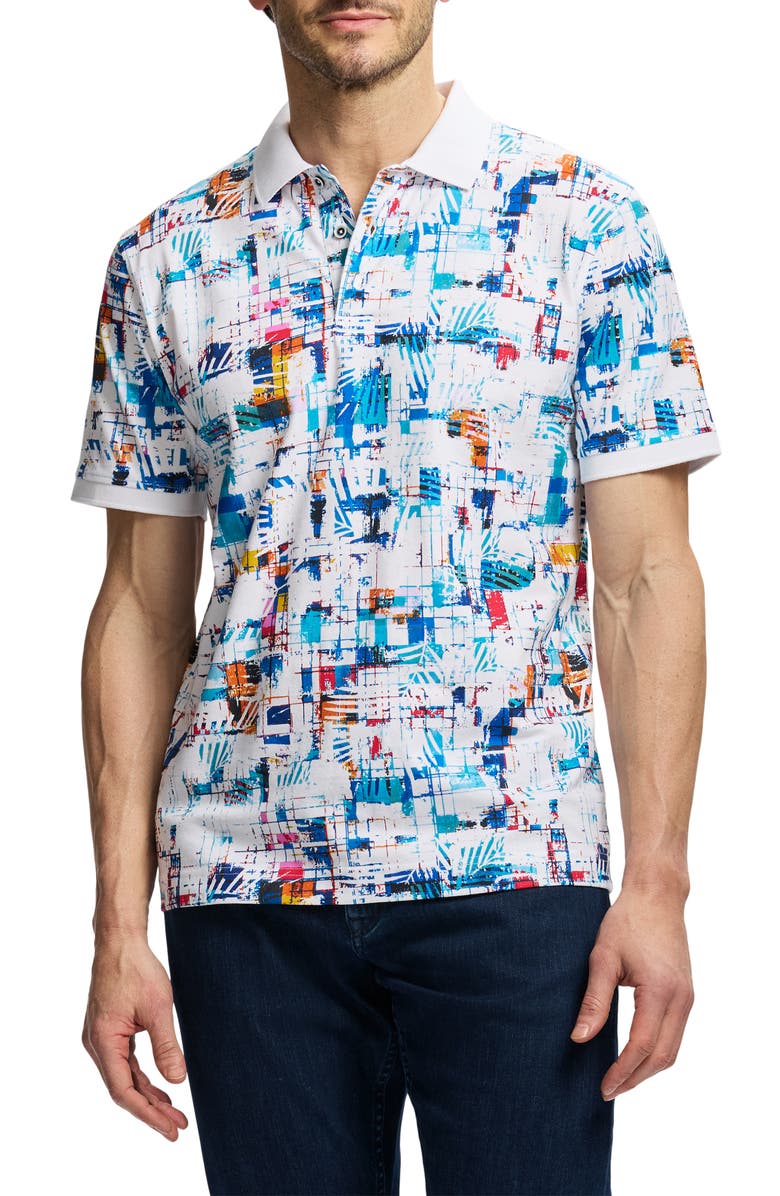 Robert Graham Hawkhurst Cotton Knit Polo, Main, color, Multi White