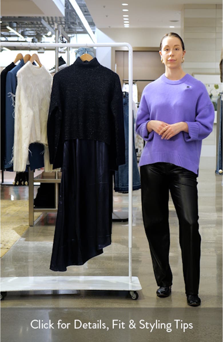 Amos Asymmetric Satin Slipdress and Sparkle Sweater Set