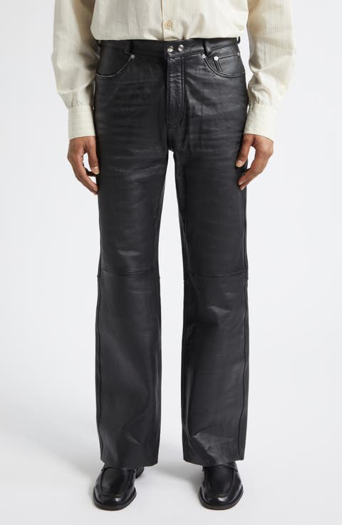 Carlson Cut Five-Pocket Leather Jeans (Whisker Black Buffed Lambskin)