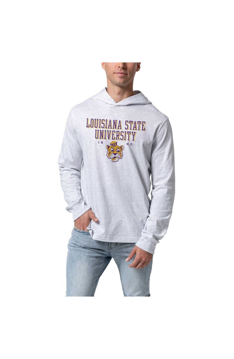 LEAGUE COLLEGIATE WEAR Men's League Collegiate Wear Ash LSU Tigers Team Stack Tumble Long Sleeve Hooded T-Shirt, Alternate, color, Ash