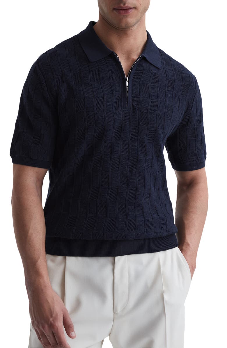 Reiss Birling Geometric Knit Polo, Main, color, 