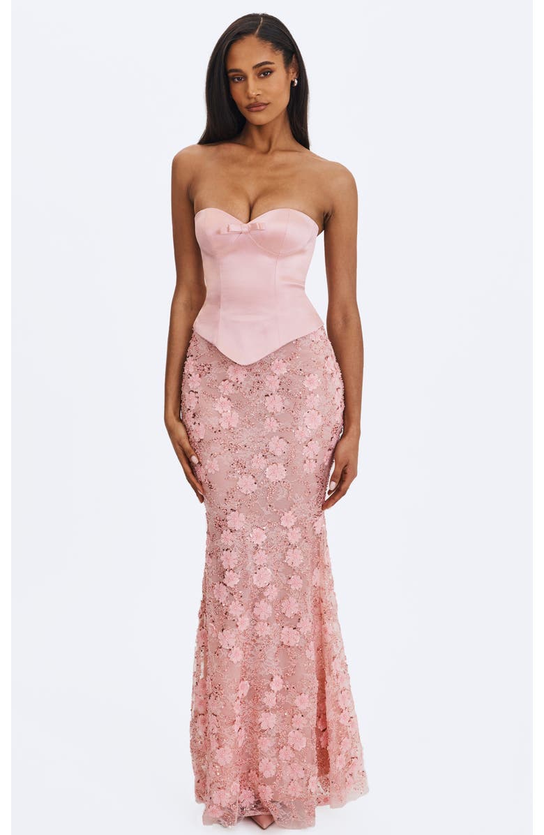 Miss Circle Uliya Strapless Mermaid Peplum Maxi Dress, Main, color, Rose Pink