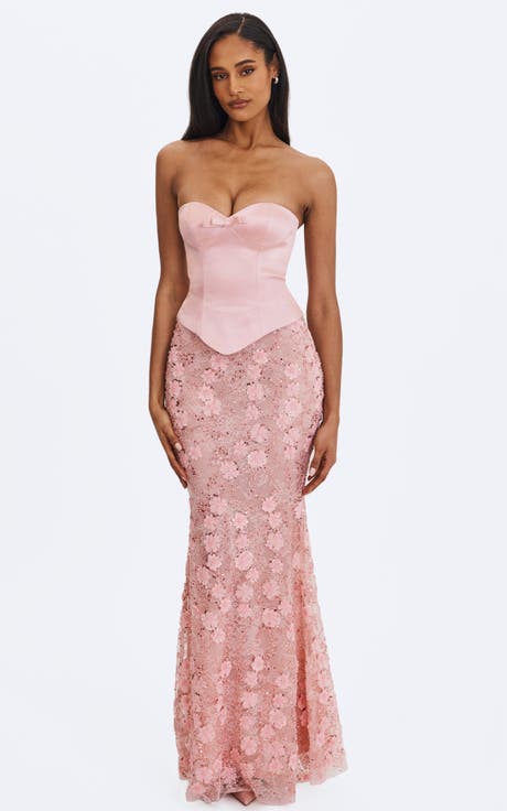 Uliya Strapless Mermaid Peplum Maxi Dress