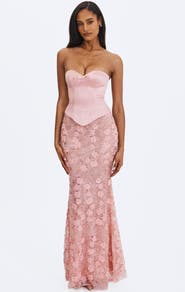 Miss Circle Uliya Strapless Mermaid Peplum Maxi Dress