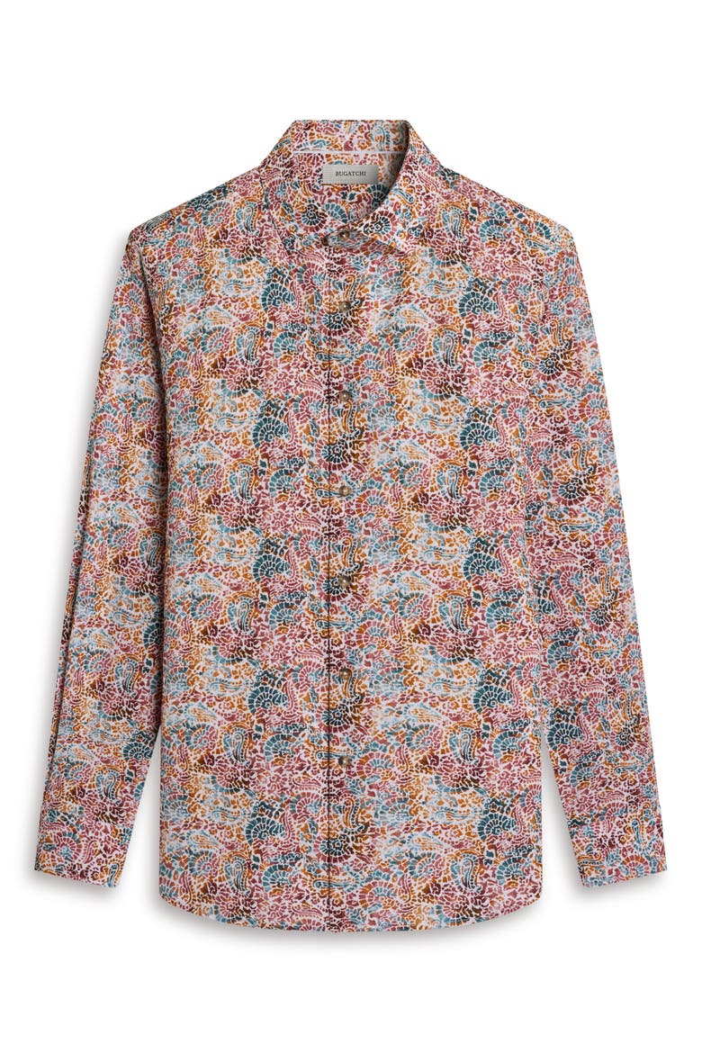 Julian Shaped Fit Paisley Cotton Button-Up Shirt, Alternate, color, SIENNA