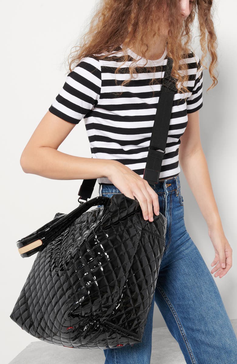 MZ Wallace Medium Metro Deluxe Tote, Alternate, color, Black Lacquer