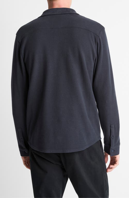 Vince Solid Button Front Knit Shirt In Blue