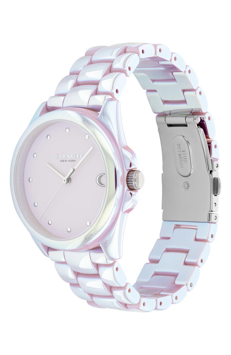 COACH Greyson Ceramic Bracelet Watch, 36mm, Alternate, color, Blush