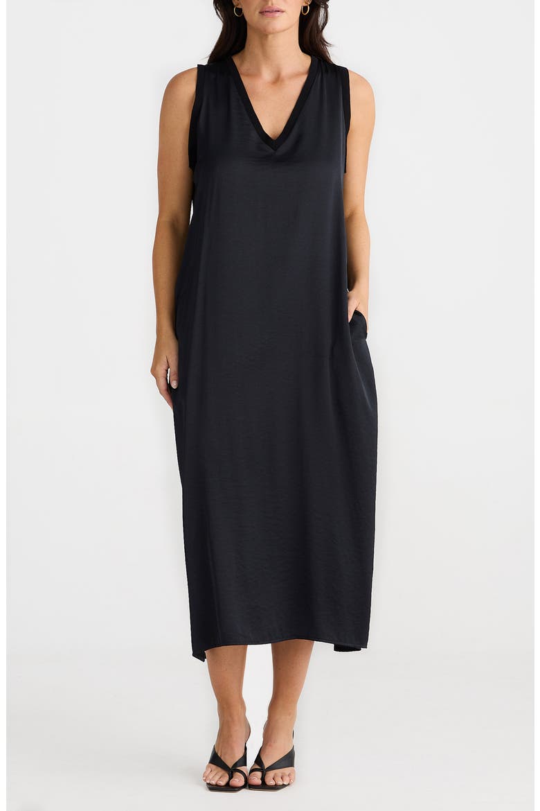 Celine Sleeveless Shift Dress, Main, color, BLACK
