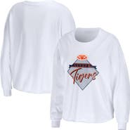 WEAR by Erin Andrews Women's WEAR by Erin Andrews White Auburn Tigers Diamond Long Sleeve Cropped T-Shirt