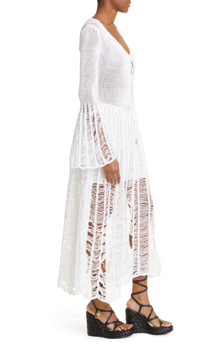 TOM FORD Mixed Stitch Long Sleeve Cotton Maxi Dress, Alternate, color,