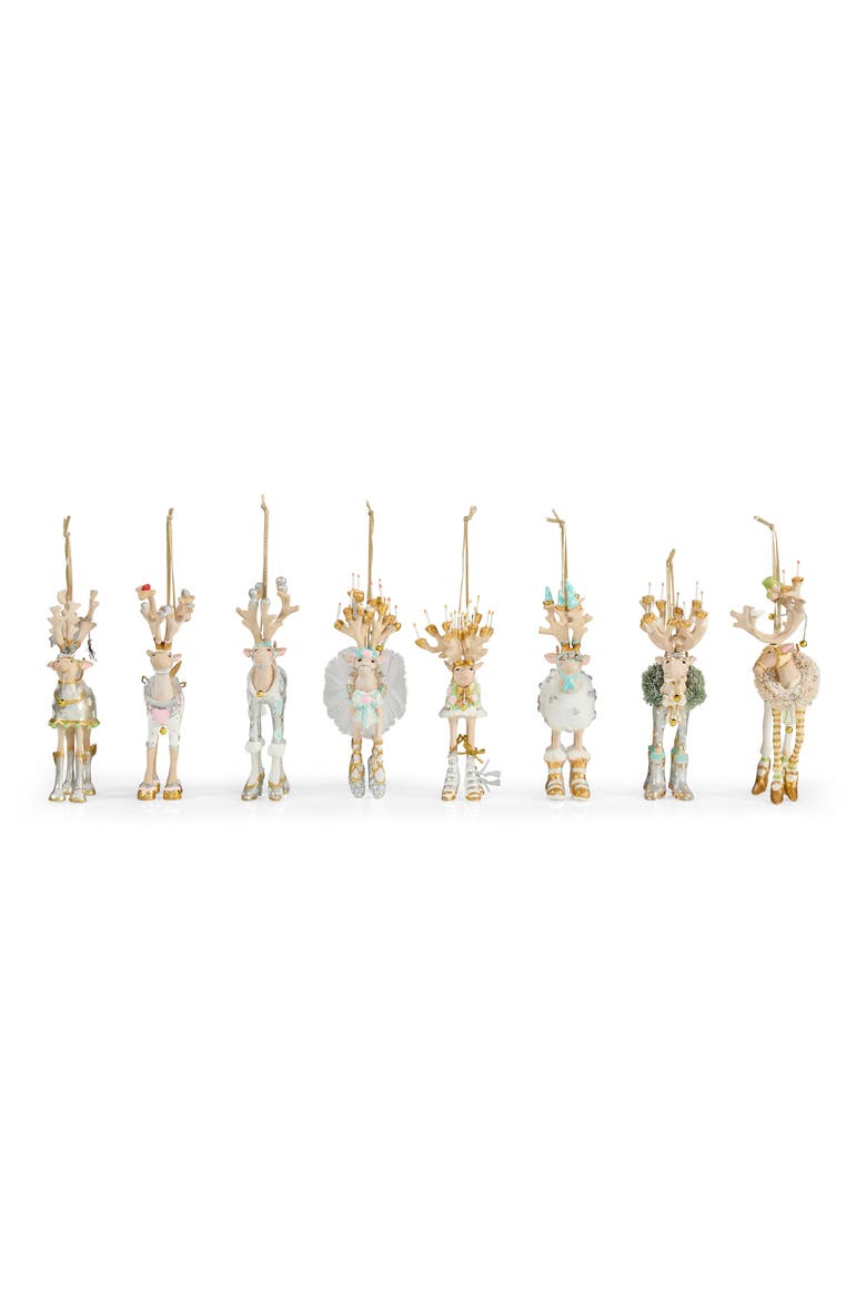 Patience Brewster Moonbeam 8-Piece Reindeer Ornament Set, Main, color, MULTI