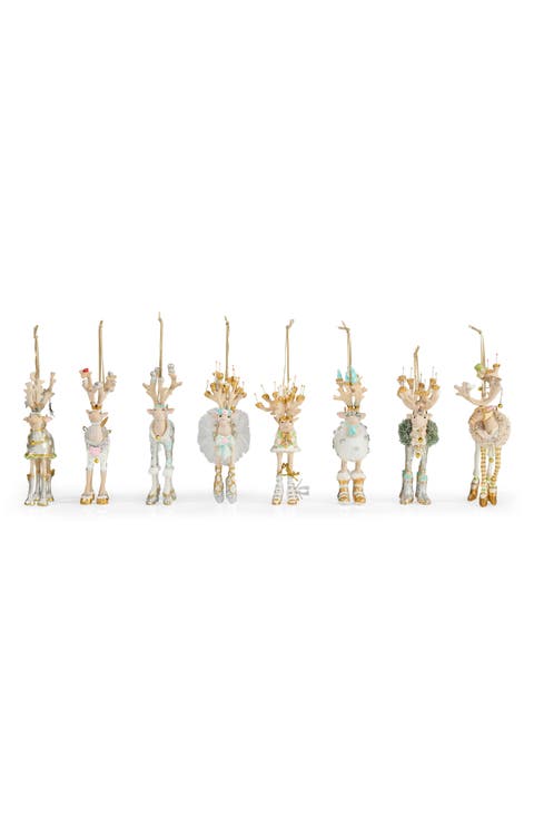 Patience Brewster Moonbeam 8-Piece Reindeer Ornament Set
