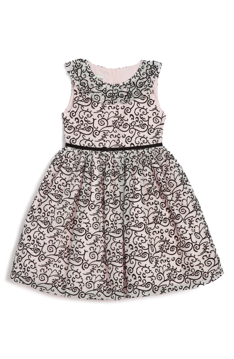 Pippa & Julie Kids' Flocked Mesh Dress & Shrug Set, Alternate, color, Pink/ Black