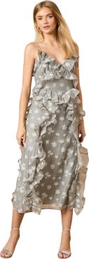 Oasis Ruffle Front V-Neck Strappy Midi Dress