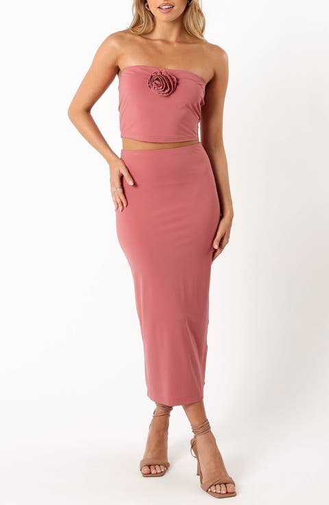 Tiarny Rosette Tube Top & Body-Con Skirt Set