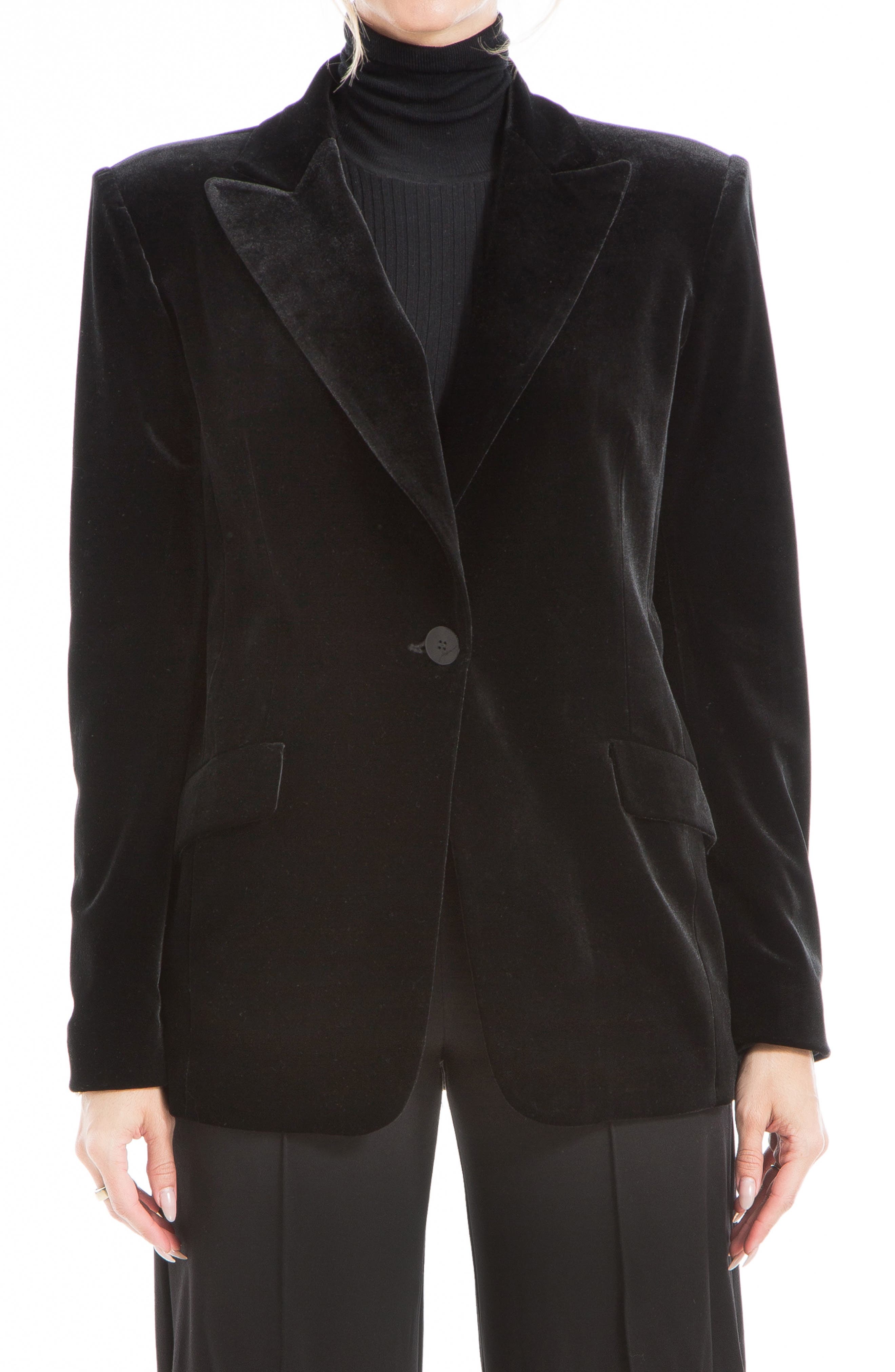 MAX STUDIO Peak Lapel Velvet Blazer