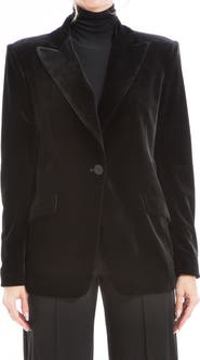 MAX STUDIO Peak Lapel Velvet Blazer
