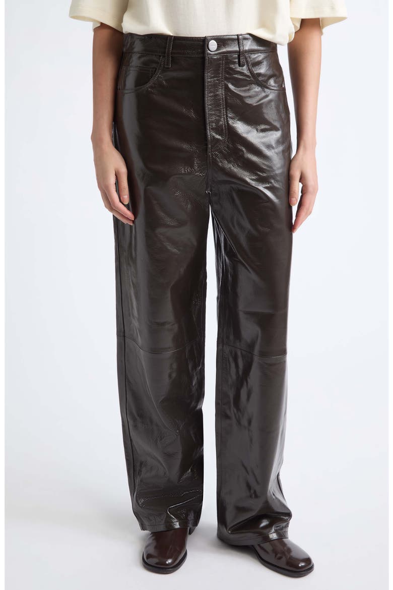 Bruun Lacquered Baggy Leather Wide Leg Pants, Main, color, SOIL