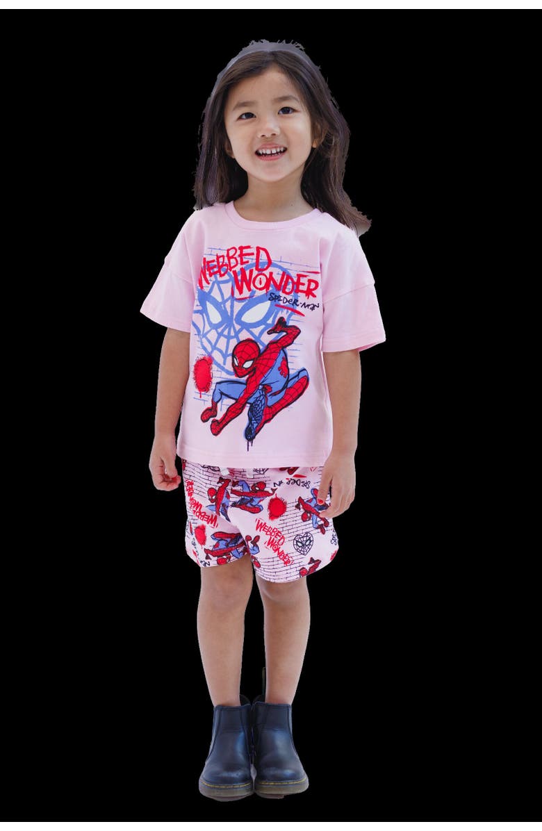 Marvel Spider-Man Girls' T-Shirt and Shorts Set, Main, color, Pink Spider Man
