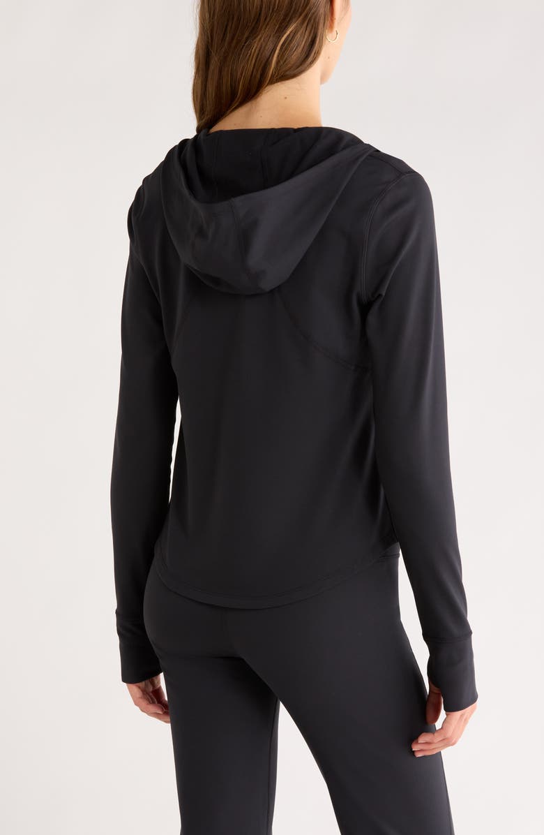 Zella Cozy Tech Zip Hooded Jacket, Alternate, color, Black