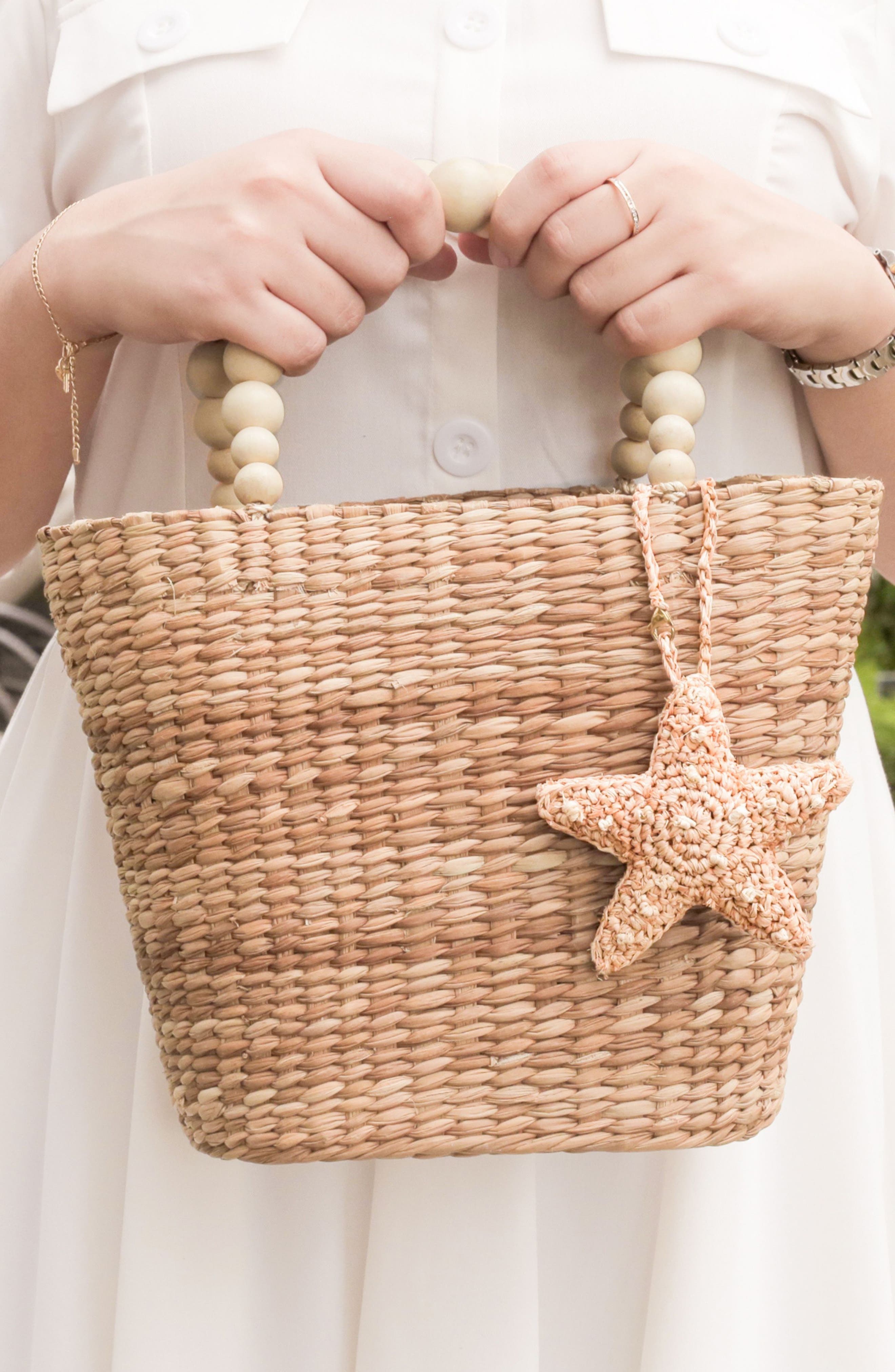 LIKHA Beaded Handle Seagrass Tote, Alternate, color, 