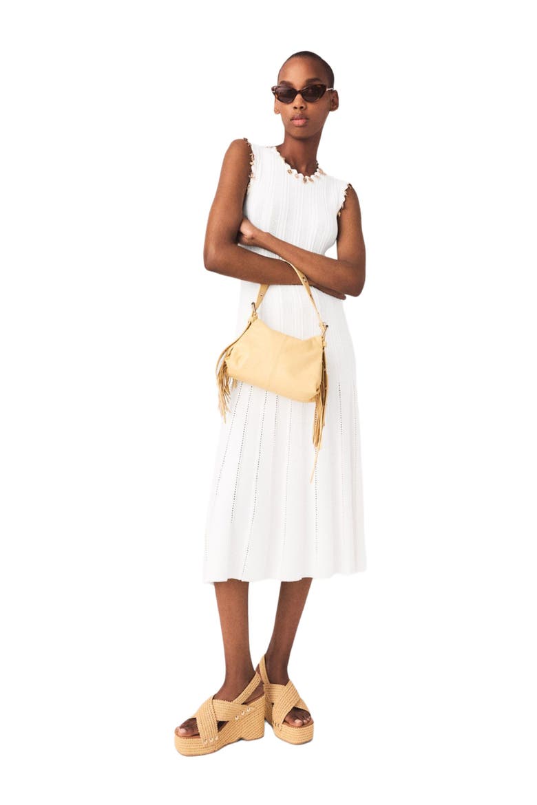 Knit dress with gold jewellery, Alternate, color, White