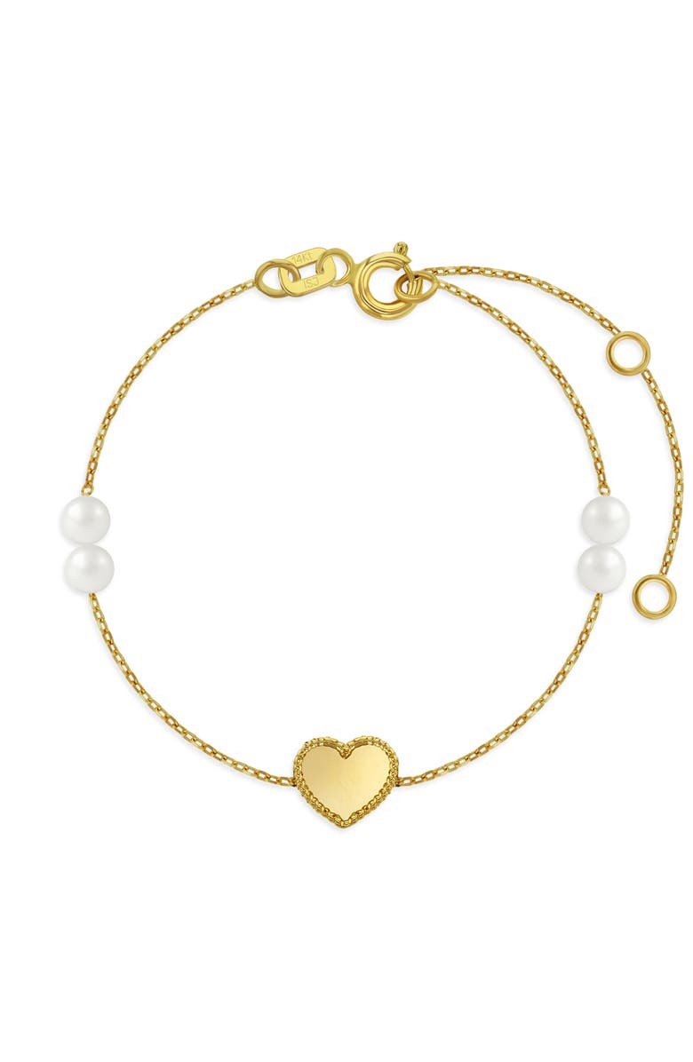 In Season Jewelry 14k Framed Heart Girls Bracelet, Main, color, White