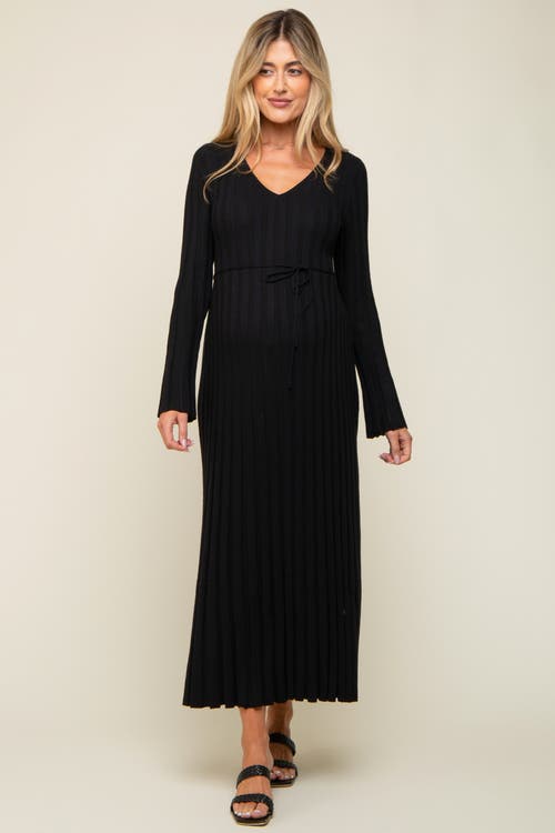 Pinkblush Ribbed Knit Maxi Dress In Black