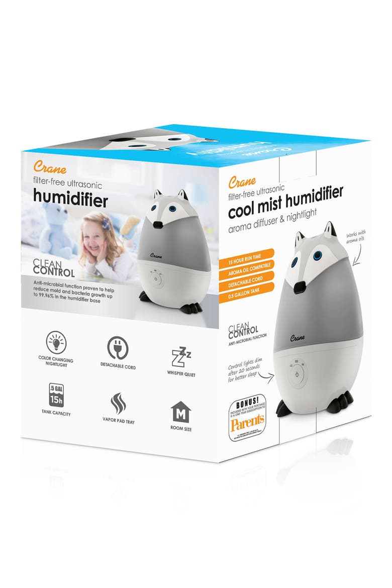 Mini Fox 1/2-Gallon Cool Mist Humidifier, Alternate, color, GRAY