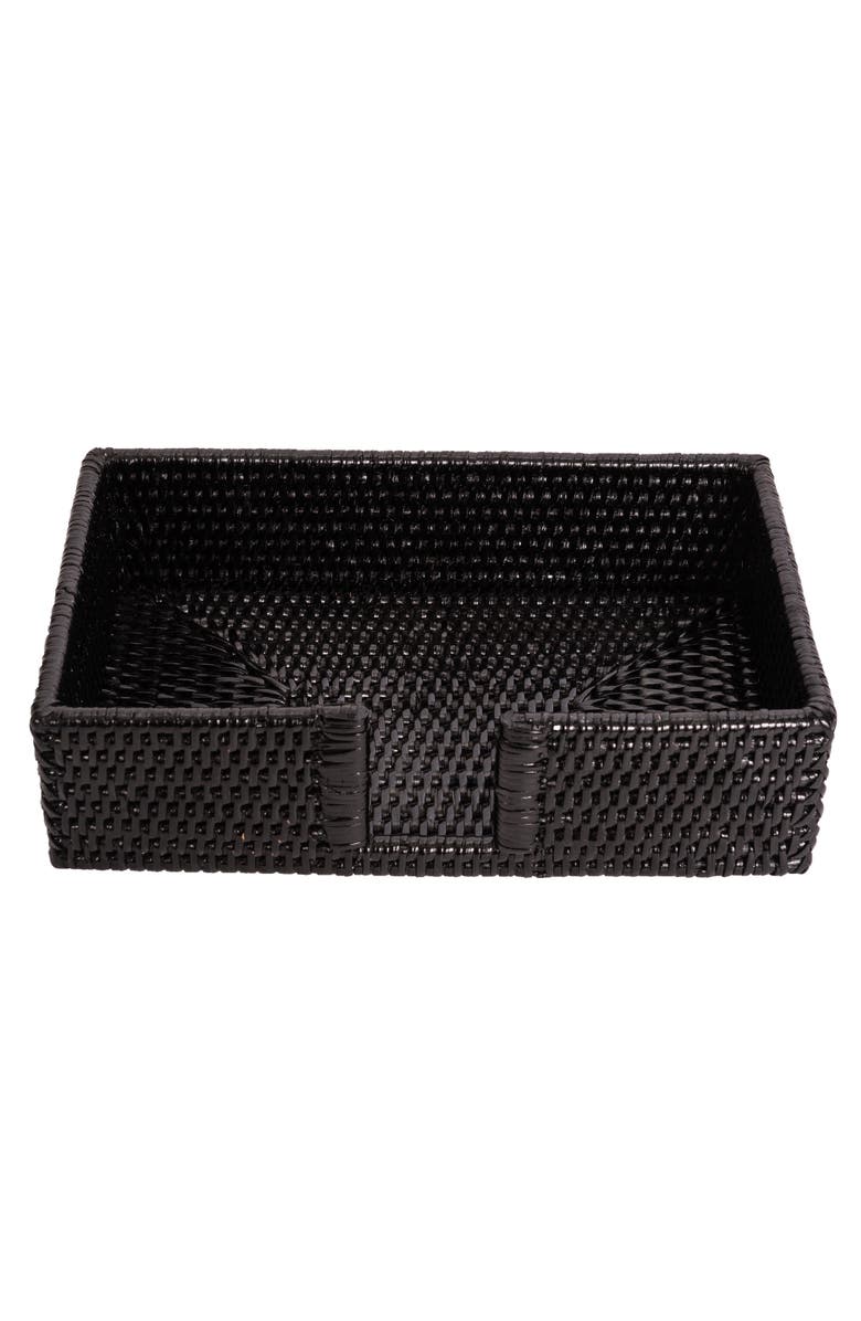 Artifacts Trading Company<sup>™</sup> Artifacts Rattan Guest Towel - Rectangular Napkin Holder with Cutout, Alternate, color, Tudor Black