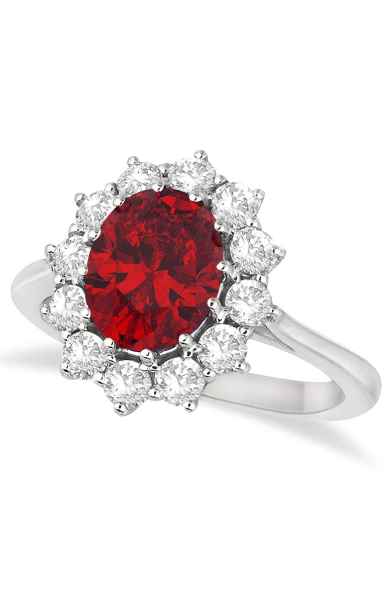 ALLUREZ Oval Lab Ruby and Diamond Ring 14k, Main, color, 3.60Ct/White Gold
