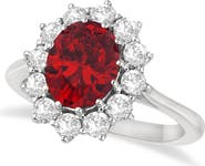 ALLUREZ Oval Lab Ruby and Diamond Ring 14k