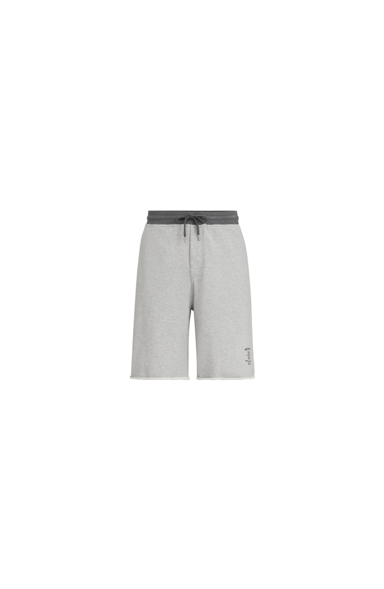 Brunello Cucinelli Cotton French terry Bermuda shorts with embroidery, Alternate, color, Grey