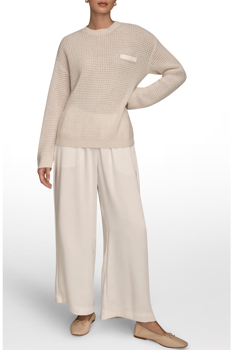 Waffle Stitch Wool & Cashmere Sweater, Alternate, color, CREAM/ GOLD
