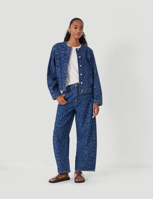 Hush Velma Leopard Print Denim Jacket In Blue