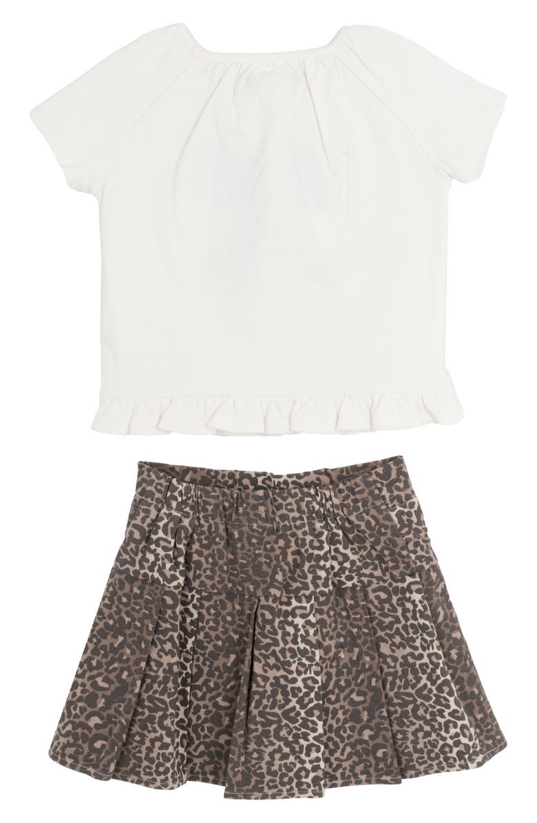 Rare Editions Kids' Bow Top & Cheetah Skort Set, Alternate, color, Brown
